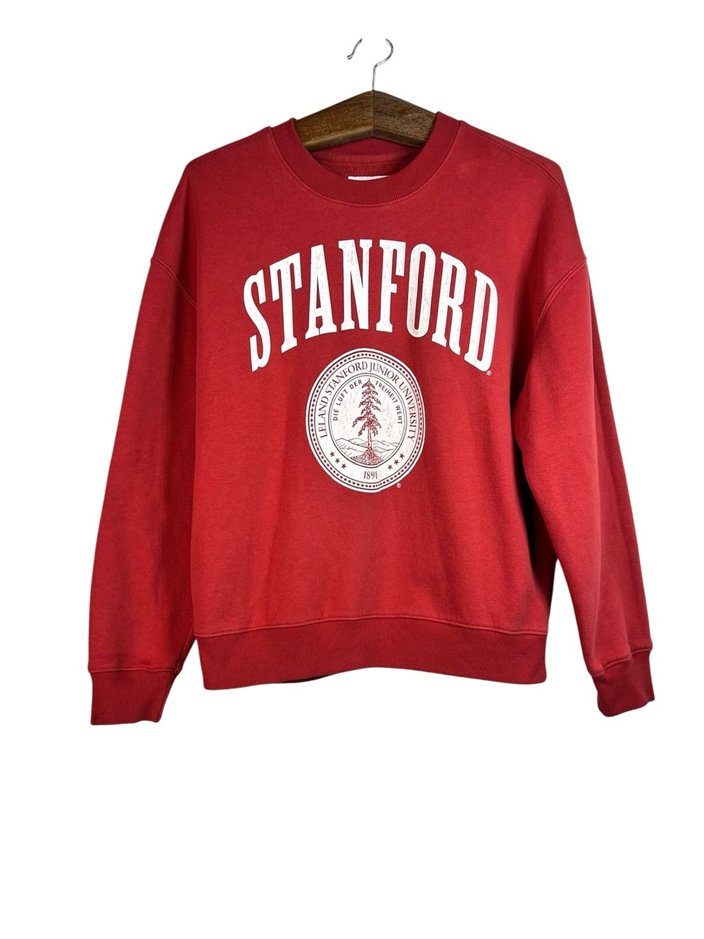 Hollister Stanford University Red Boxy Graphic Crewneck Sweatshirt Size S Preppy